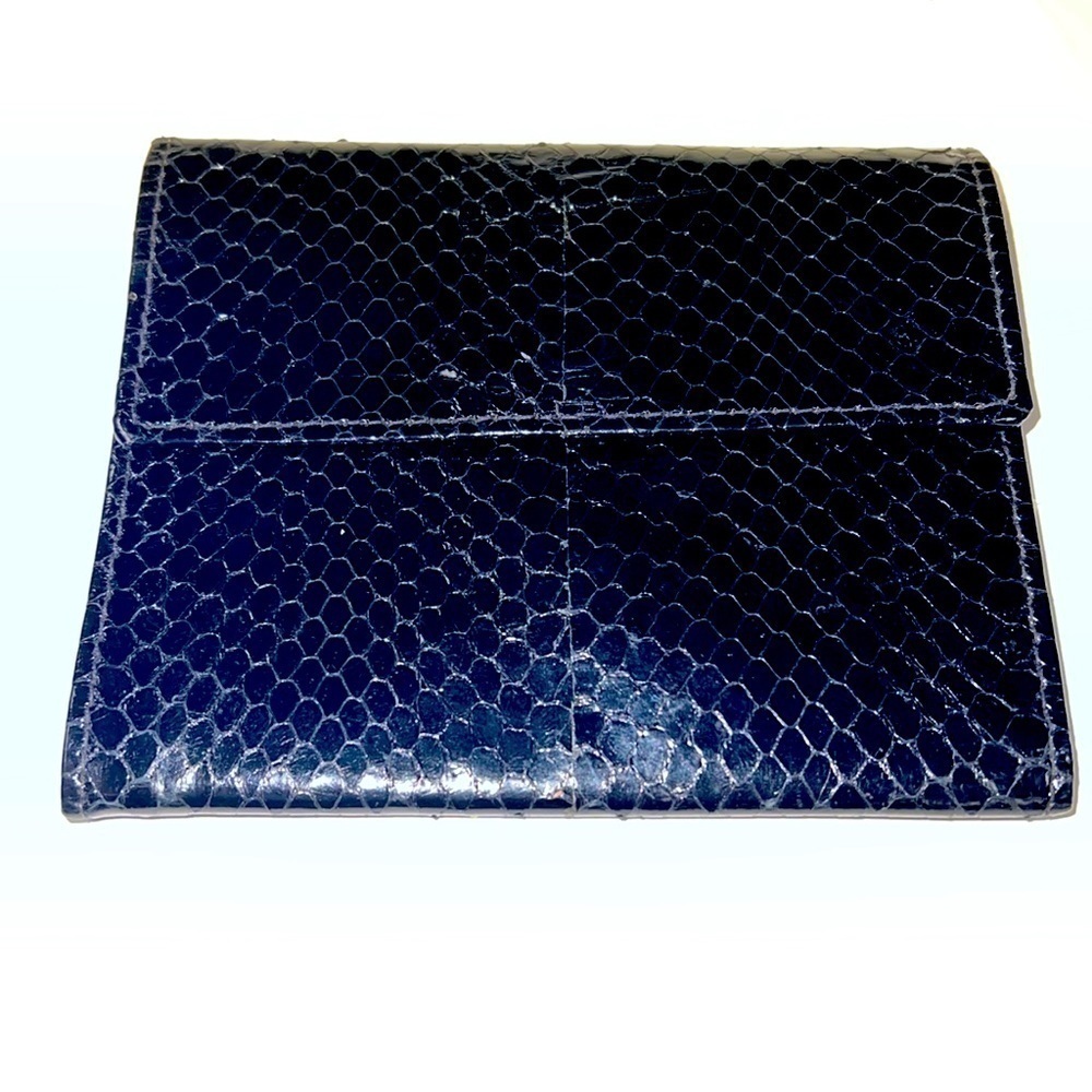 Black Snakeskin Trifold Snap Wallet